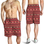 Red African Tribal Pattern Print Men's Shorts