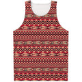 Red African Tribal Pattern Print Men's Tank Top