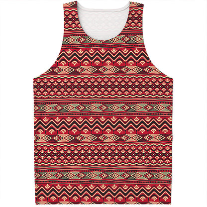 Red African Tribal Pattern Print Men's Tank Top