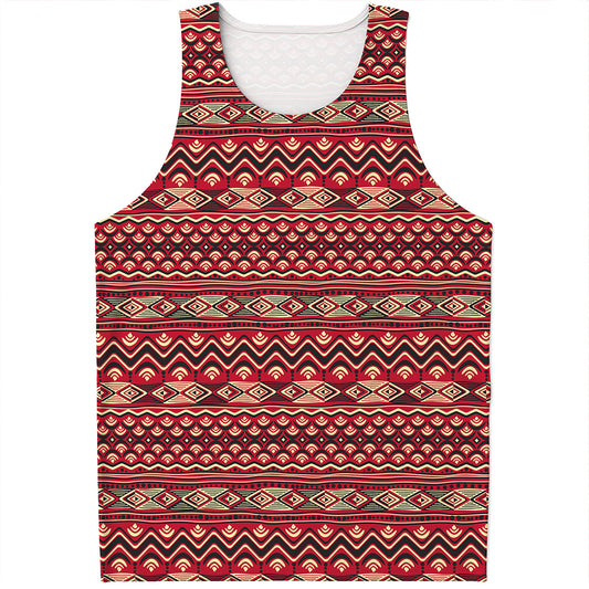 Red African Tribal Pattern Print Men's Tank Top