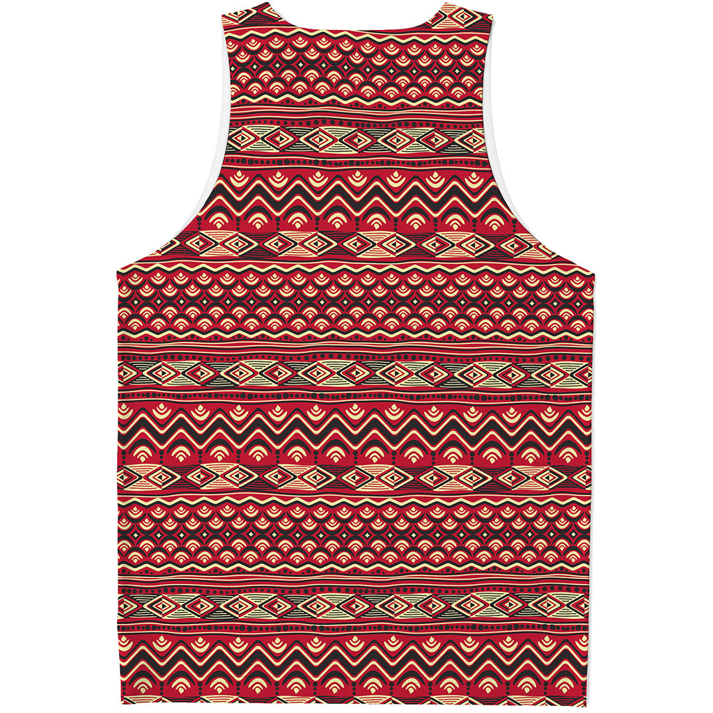 Red African Tribal Pattern Print Men's Tank Top