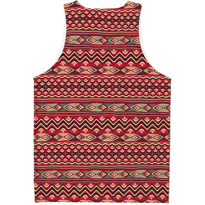 Red African Tribal Pattern Print Men's Tank Top