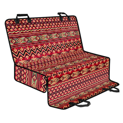 Red African Tribal Pattern Print Pet Car Back Seat Cover