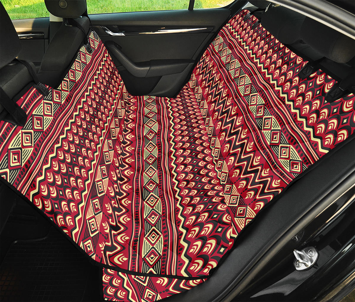 Red African Tribal Pattern Print Pet Car Back Seat Cover