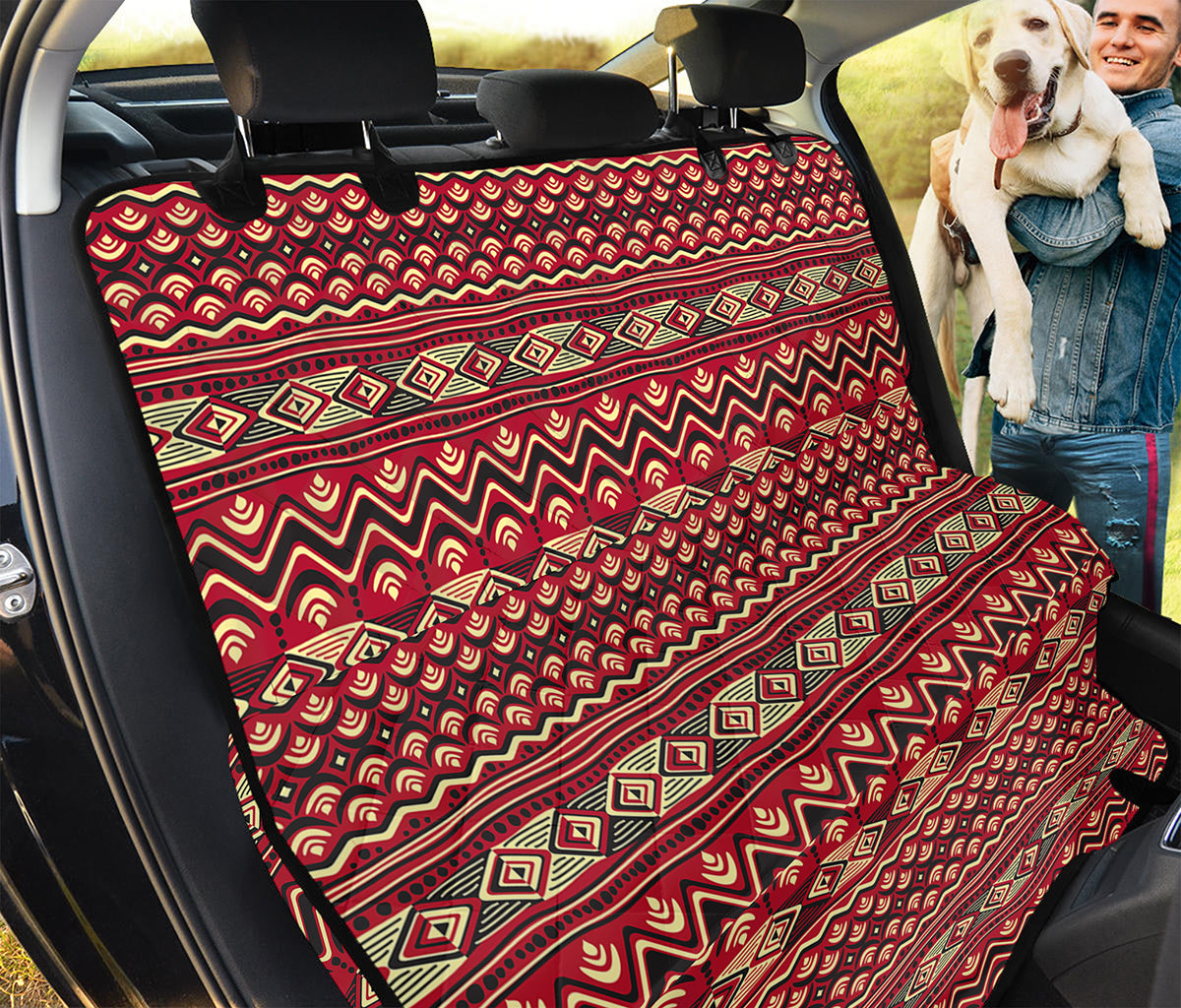 Red African Tribal Pattern Print Pet Car Back Seat Cover
