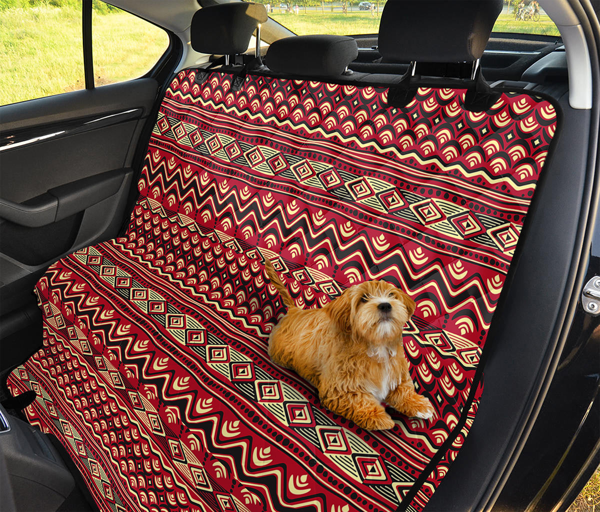 Red African Tribal Pattern Print Pet Car Back Seat Cover