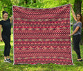 Red African Tribal Pattern Print Quilt