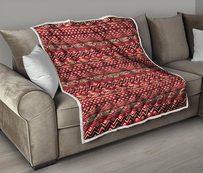 Red African Tribal Pattern Print Quilt
