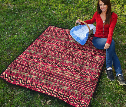 Red African Tribal Pattern Print Quilt
