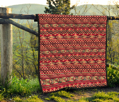 Red African Tribal Pattern Print Quilt