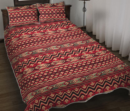 Red African Tribal Pattern Print Quilt Bed Set