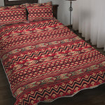 Red African Tribal Pattern Print Quilt Bed Set