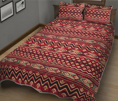 Red African Tribal Pattern Print Quilt Bed Set