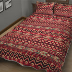 Red African Tribal Pattern Print Quilt Bed Set