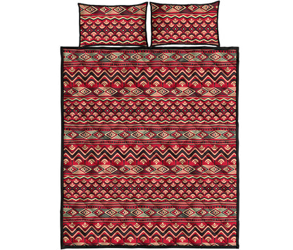 Red African Tribal Pattern Print Quilt Bed Set