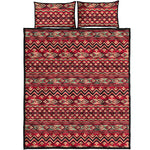 Red African Tribal Pattern Print Quilt Bed Set