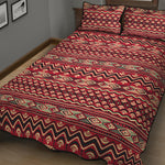 Red African Tribal Pattern Print Quilt Bed Set