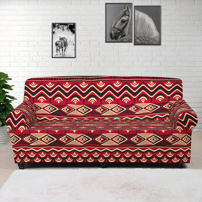 Red African Tribal Pattern Print Sofa Cover