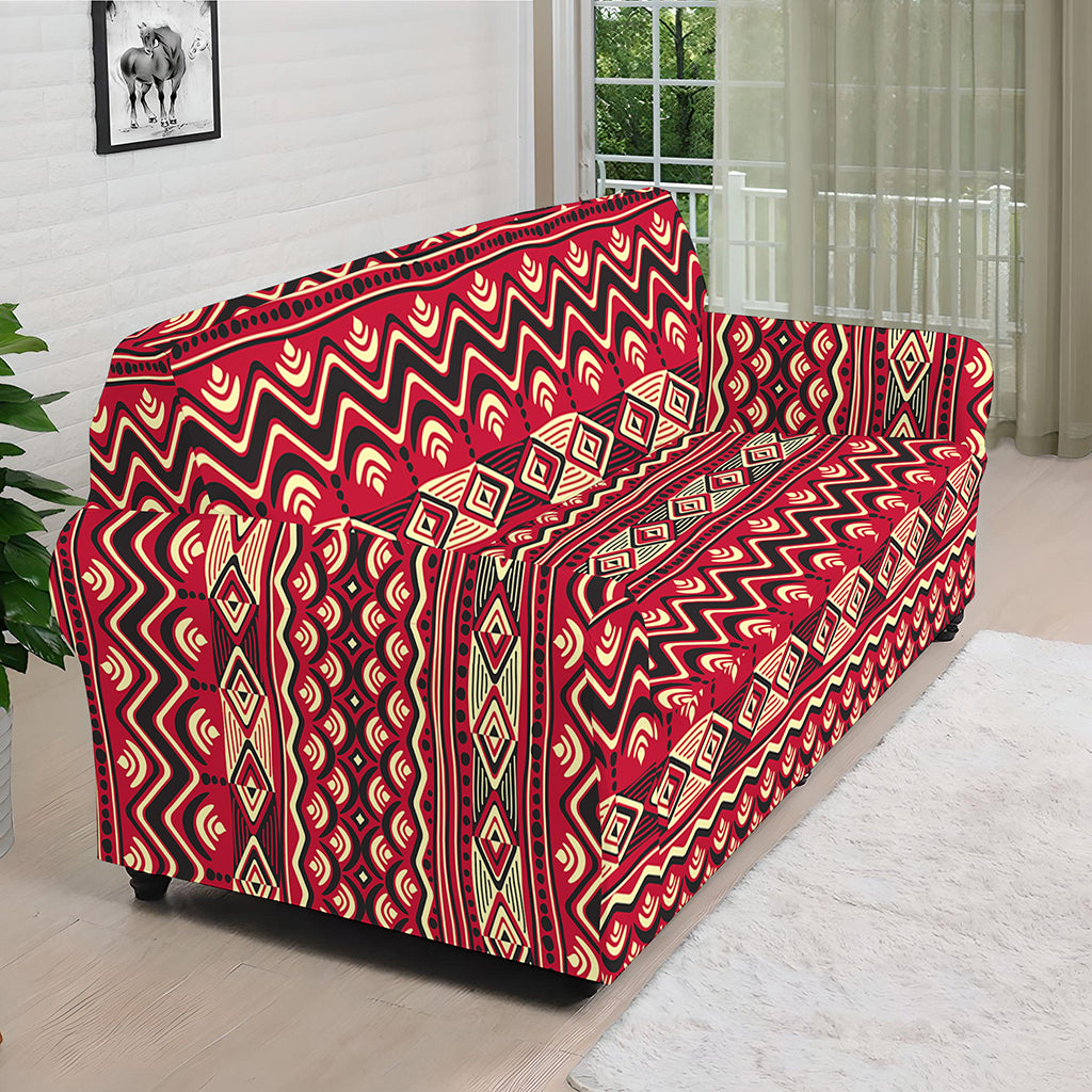 Red African Tribal Pattern Print Sofa Cover