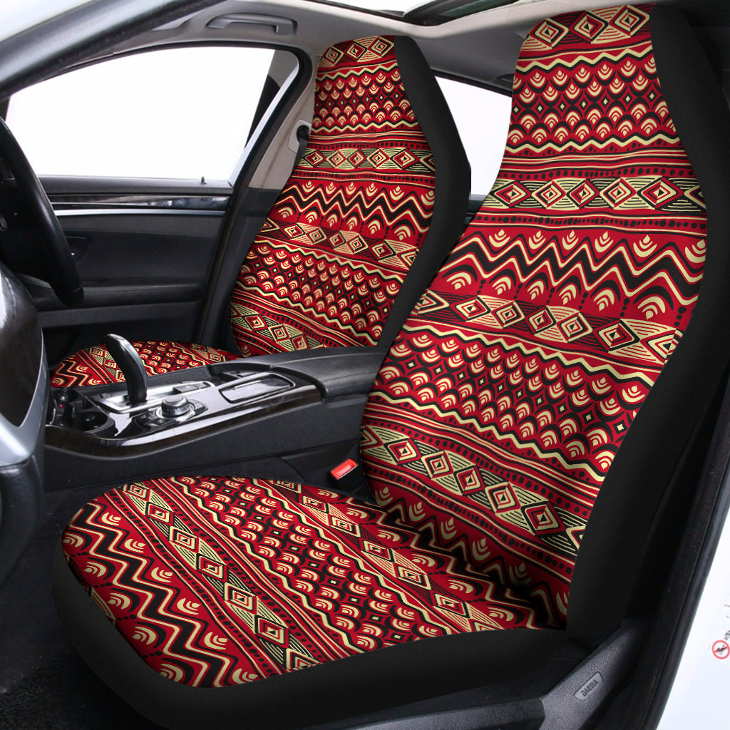 Red African Tribal Pattern Print Universal Fit Car Seat Covers