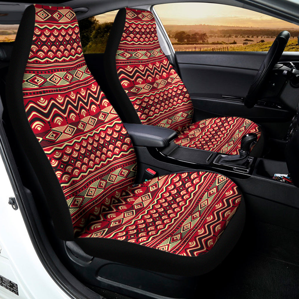 Red African Tribal Pattern Print Universal Fit Car Seat Covers