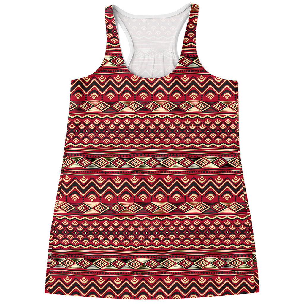 Red African Tribal Pattern Print Women's Racerback Tank Top
