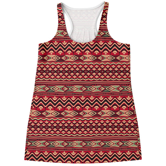 Red African Tribal Pattern Print Women's Racerback Tank Top