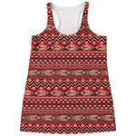 Red African Tribal Pattern Print Women's Racerback Tank Top