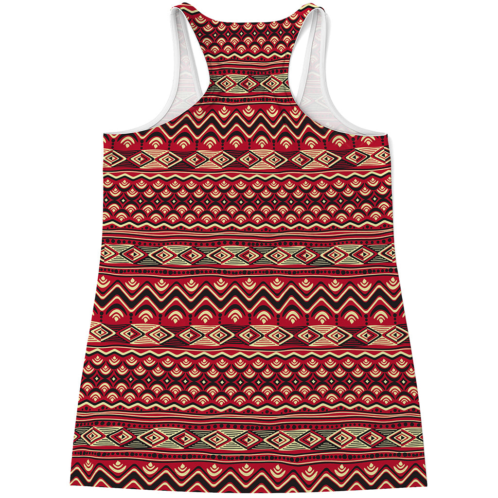 Red African Tribal Pattern Print Women's Racerback Tank Top
