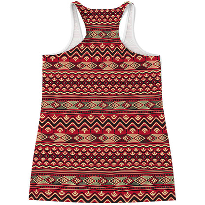 Red African Tribal Pattern Print Women's Racerback Tank Top