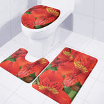 Red Alstroemeria Print 3 Piece Bath Mat Set