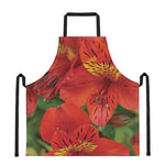 Red Alstroemeria Print Apron