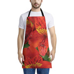 Red Alstroemeria Print Apron