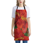 Red Alstroemeria Print Apron