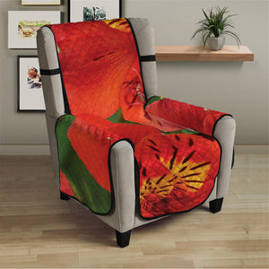 Red Alstroemeria Print Armchair Protector