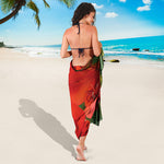 Red Alstroemeria Print Beach Sarong Wrap