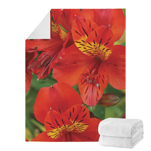 Red Alstroemeria Print Blanket