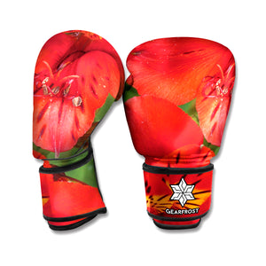 Red Alstroemeria Print Boxing Gloves