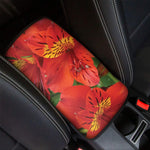 Red Alstroemeria Print Car Center Console Cover