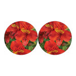 Red Alstroemeria Print Car Coasters