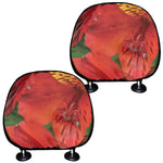Red Alstroemeria Print Car Headrest Covers