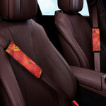 Red Alstroemeria Print Car Seat Belt Covers