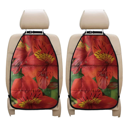 Red Alstroemeria Print Car Seat Organizers