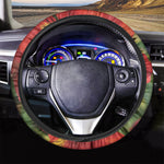 Red Alstroemeria Print Car Steering Wheel Cover