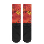 Red Alstroemeria Print Crew Socks