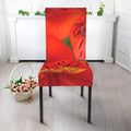 Red Alstroemeria Print Dining Chair Slipcover