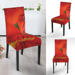 Red Alstroemeria Print Dining Chair Slipcover