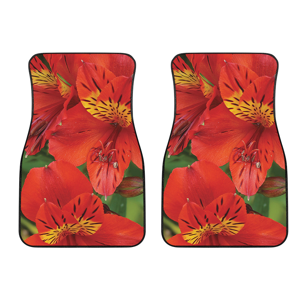 Red Alstroemeria Print Front Car Floor Mats