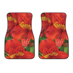 Red Alstroemeria Print Front Car Floor Mats