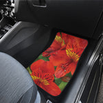 Red Alstroemeria Print Front Car Floor Mats